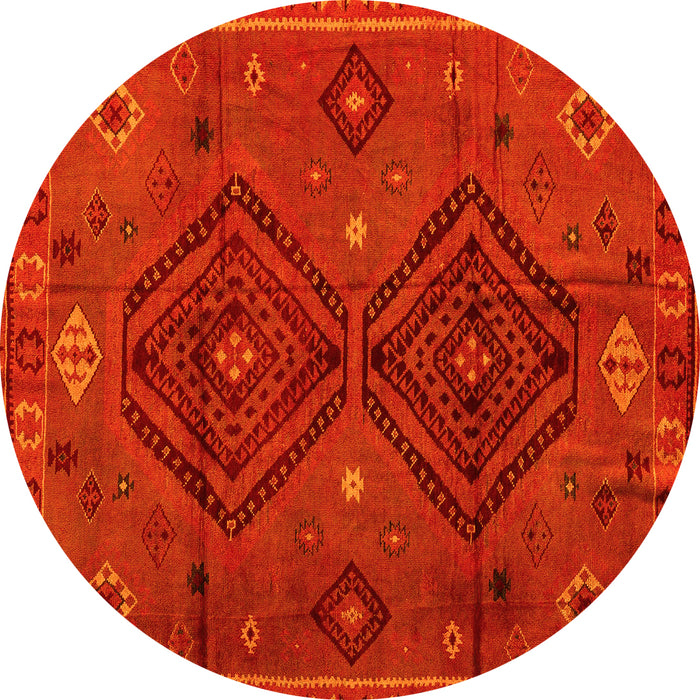 Round Southwestern Yellow Country Rug, abs4942yw