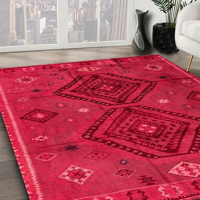 Abstract Red Southwestern Rug in Family Room, abs4942