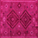 Square Machine Washable Southwestern Pink Country Rug, wshabs4942pnk