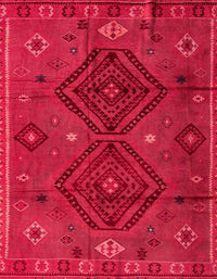 Machine Washable Abstract Red Rug, wshabs4942