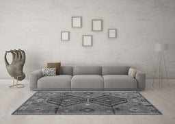 Machine Washable Southwestern Gray Country Rug in a Living Room,, wshabs4942gry