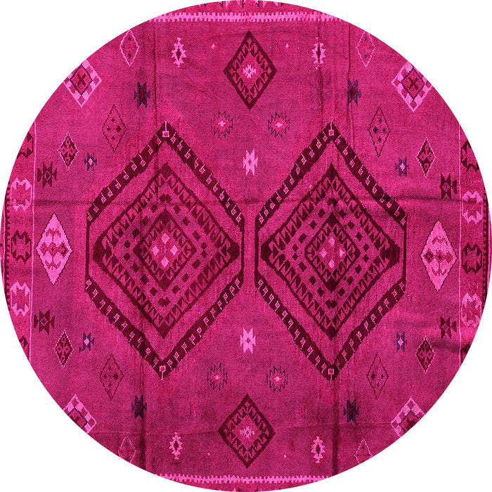 Round Machine Washable Southwestern Pink Country Rug, wshabs4942pnk