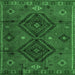 Square Machine Washable Southwestern Emerald Green Country Area Rugs, wshabs4942emgrn