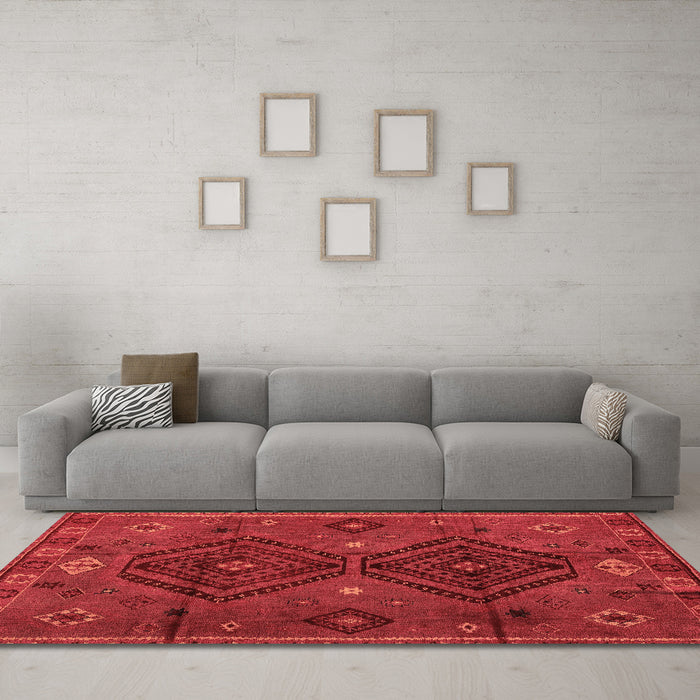 Machine Washable Southwestern Brown Country Rug in a Living Room,, wshabs4942brn