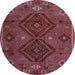 Round Southwestern Light Blue Country Rug, abs4942lblu