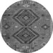 Round Machine Washable Southwestern Gray Country Rug, wshabs4942gry