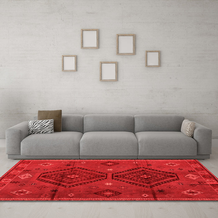 Machine Washable Southwestern Orange Country Area Rugs in a Living Room, wshabs4942org