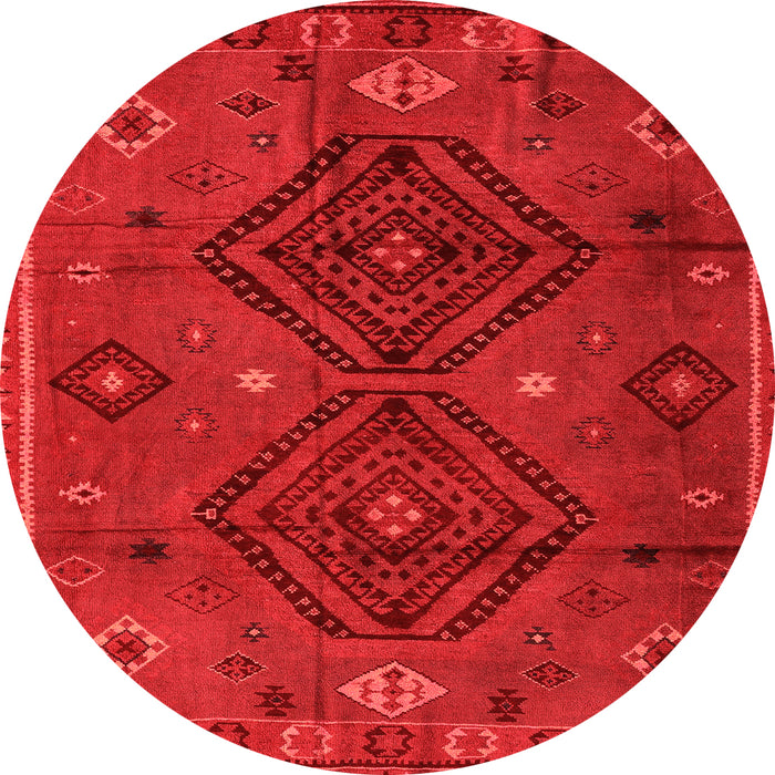 Round Machine Washable Southwestern Orange Country Area Rugs, wshabs4942org