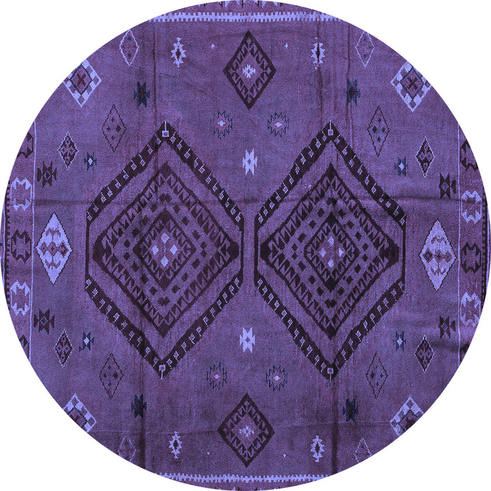 Round Machine Washable Southwestern Blue Country Rug, wshabs4942blu
