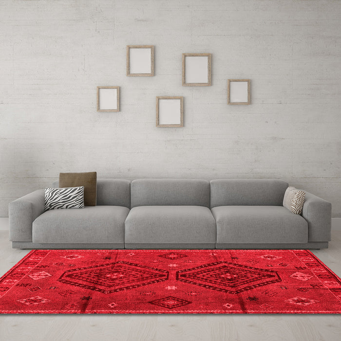 Country Red Washable Rugs