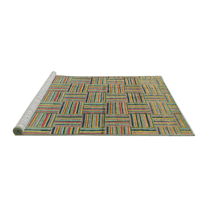 Sideview of Machine Washable Abstract Olive Green Rug, wshabs4943