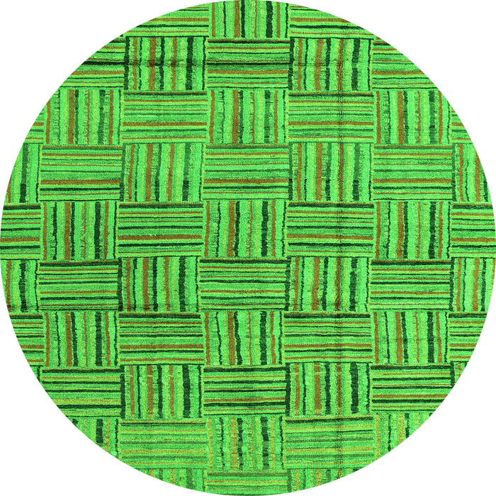 Round Abstract Green Modern Rug, abs4943grn