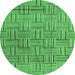 Round Abstract Emerald Green Modern Rug, abs4943emgrn