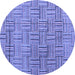 Round Machine Washable Abstract Blue Modern Rug, wshabs4943blu