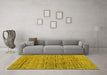 Machine Washable Abstract Yellow Modern Rug in a Living Room, wshabs4943yw