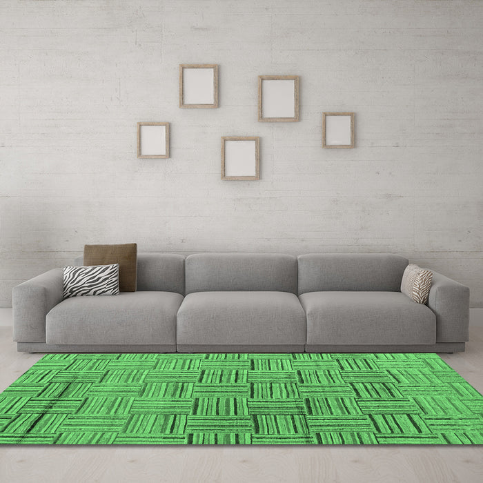 Machine Washable Abstract Emerald Green Modern Area Rugs in a Living Room,, wshabs4943emgrn