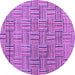 Round Machine Washable Abstract Purple Modern Area Rugs, wshabs4943pur