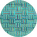 Round Machine Washable Abstract Light Blue Modern Rug, wshabs4943lblu