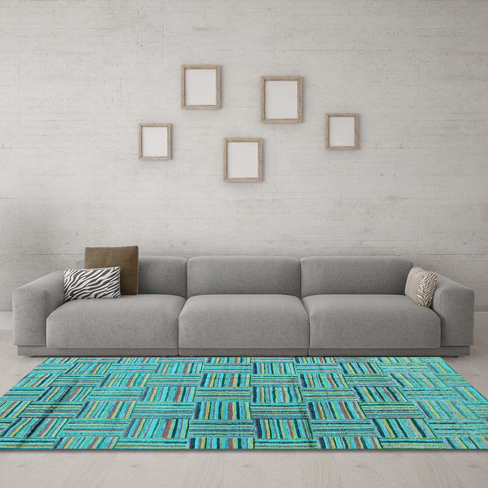 Machine Washable Abstract Light Blue Modern Rug in a Living Room, wshabs4943lblu