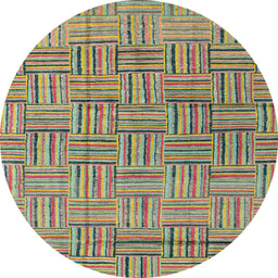 Round Machine Washable Abstract Olive Green Rug, wshabs4943