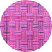 Round Machine Washable Abstract Pink Modern Rug, wshabs4943pnk