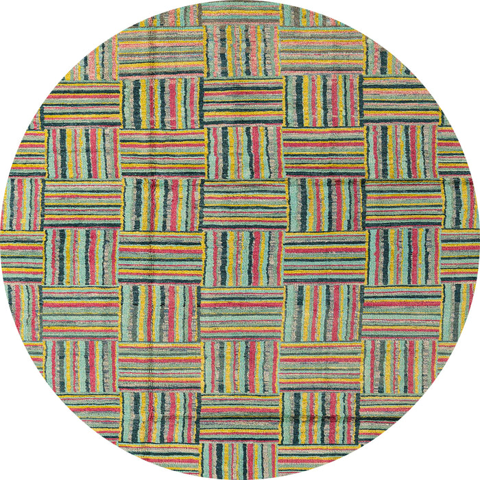 Round Abstract Olive Green Modern Rug, abs4943
