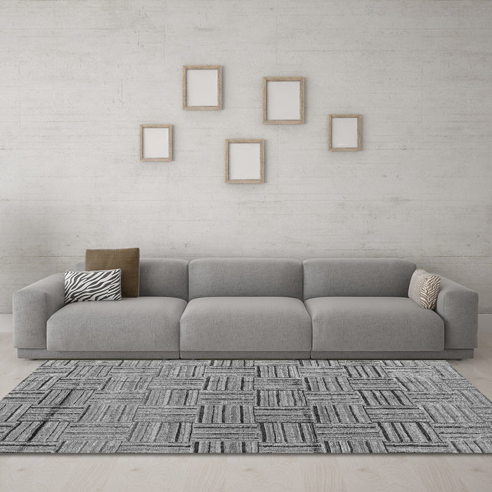 Machine Washable Abstract Gray Modern Rug in a Living Room,, wshabs4943gry