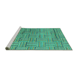 Sideview of Machine Washable Abstract Turquoise Modern Area Rugs, wshabs4943turq
