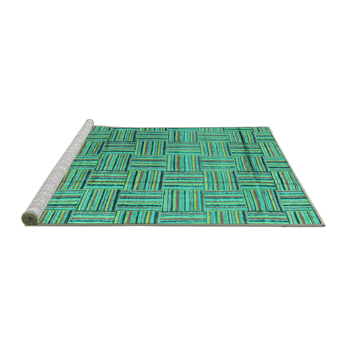 Sideview of Machine Washable Abstract Turquoise Modern Area Rugs, wshabs4943turq