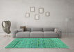 Machine Washable Abstract Turquoise Modern Area Rugs in a Living Room,, wshabs4943turq