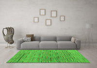 Machine Washable Abstract Green Modern Rug, wshabs4943grn