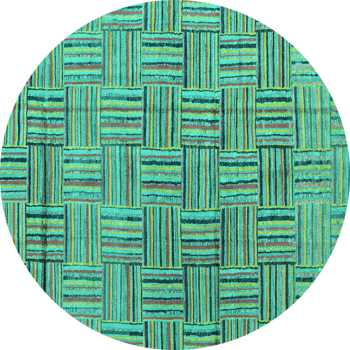 Round Abstract Turquoise Modern Rug, abs4943turq