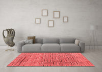 Machine Washable Abstract Red Modern Rug, wshabs4943red