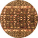 Round Machine Washable Abstract Orange Modern Area Rugs, wshabs4944org