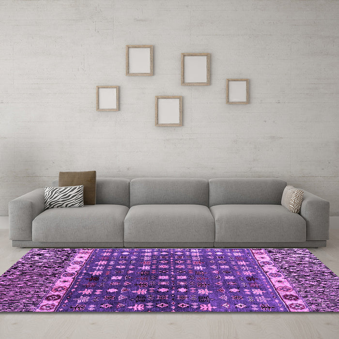Machine Washable Abstract Purple Modern Area Rugs in a Living Room, wshabs4944pur