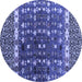 Round Machine Washable Abstract Blue Modern Rug, wshabs4944blu