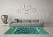 Machine Washable Abstract Turquoise Modern Area Rugs in a Living Room,, wshabs4944turq