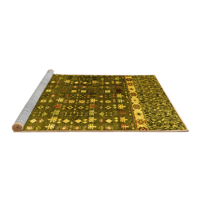 Sideview of Machine Washable Abstract Yellow Modern Rug, wshabs4944yw