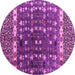 Round Machine Washable Abstract Pink Modern Rug, wshabs4944pnk