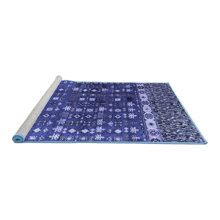 Sideview of Machine Washable Abstract Blue Modern Rug, wshabs4944blu