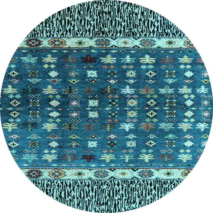 Round Machine Washable Abstract Light Blue Modern Rug, wshabs4944lblu
