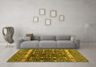 Machine Washable Abstract Yellow Modern Rug in a Living Room, wshabs4944yw