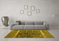 Machine Washable Abstract Yellow Modern Rug, wshabs4944yw