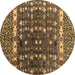 Round Abstract Brown Modern Rug, abs4944brn