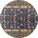 Round Abstract Camel Brown Modern Rug, abs4944