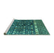 Sideview of Machine Washable Abstract Turquoise Modern Area Rugs, wshabs4944turq