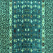 Square Machine Washable Abstract Turquoise Modern Area Rugs, wshabs4944turq