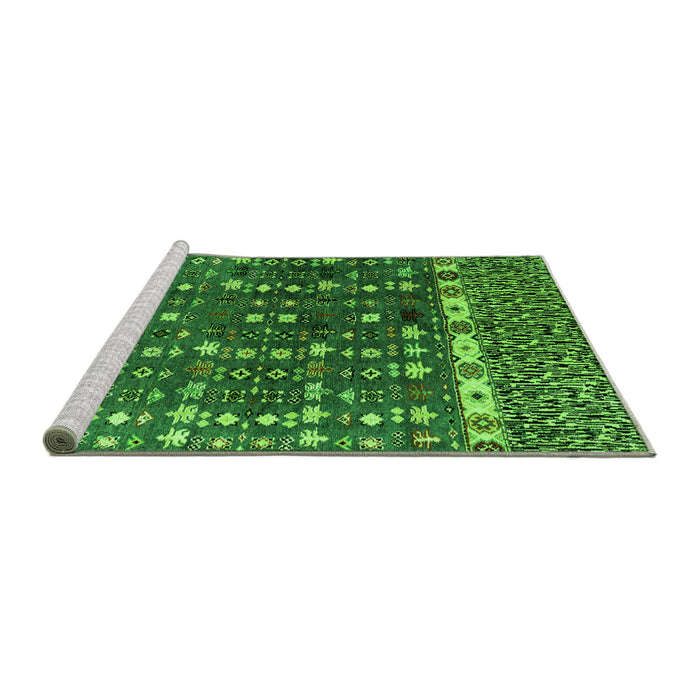 Sideview of Machine Washable Abstract Green Modern Area Rugs, wshabs4944grn
