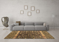 Machine Washable Abstract Brown Modern Rug, wshabs4944brn