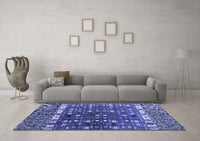 Machine Washable Abstract Blue Modern Rug, wshabs4944blu